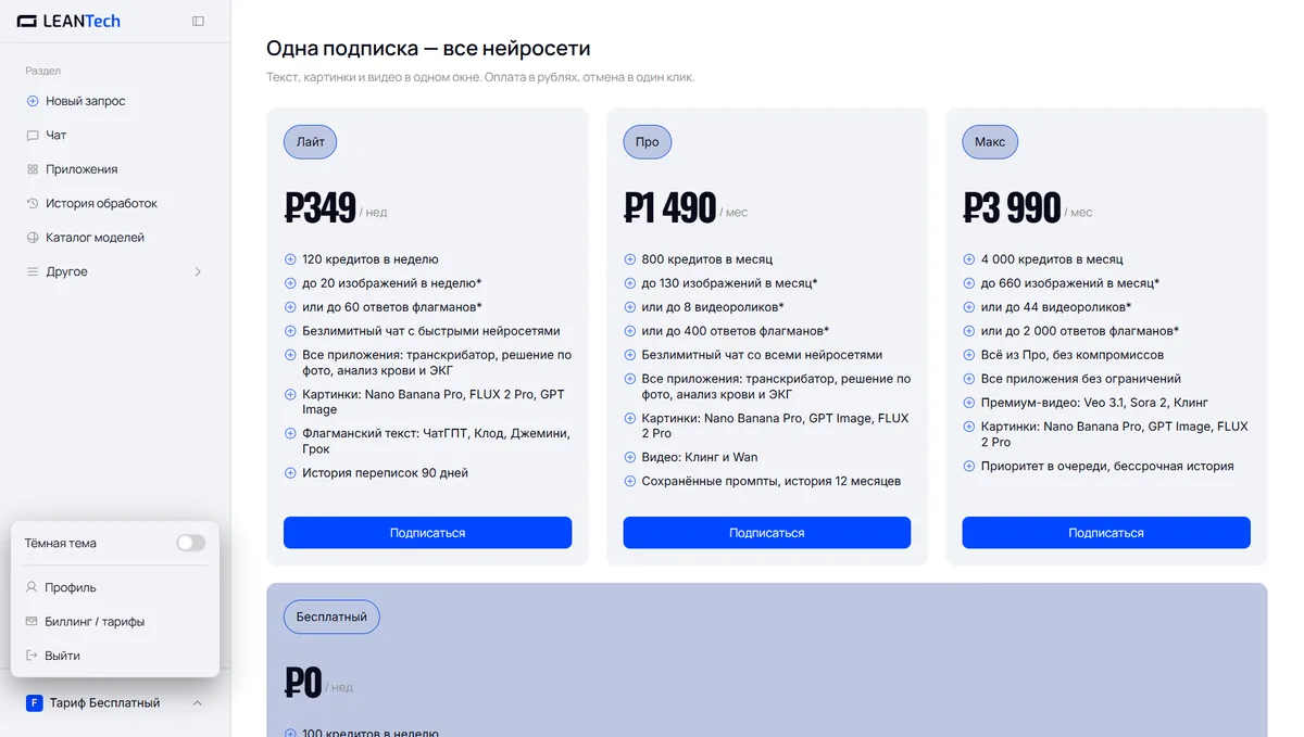 Тарифы и цены Simplified AI в рублях